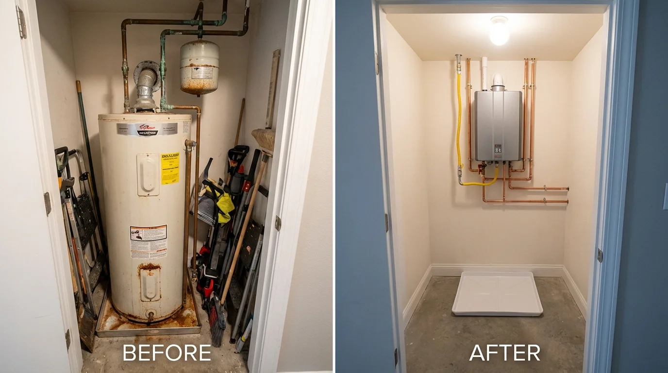 Tank water heater versus wall-mounted tankless unit comparison for Casper, WY homeowners